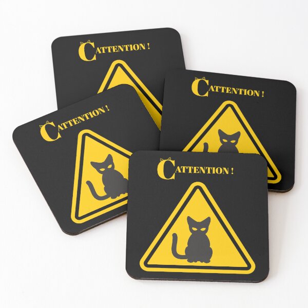 Item preview, CATTENTION Warning Sign Cat Design – Funny Angry Cat Graphic for Cat Lovers designed and sold by SmyrnaArtGalery.