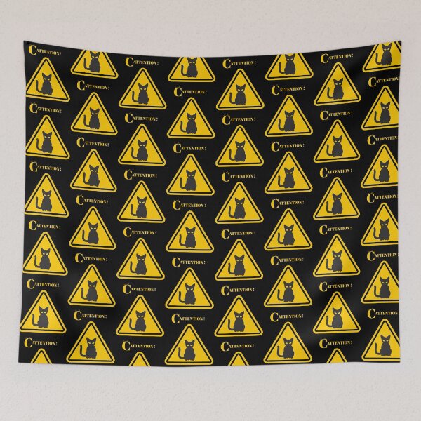 Item preview, CATTENTION Warning Sign Cat Design – Funny Angry Cat Graphic for Cat Lovers designed and sold by SmyrnaArtGalery.