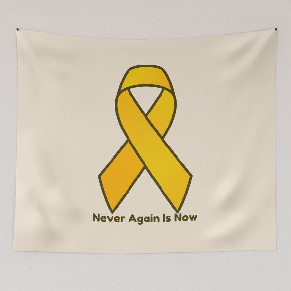 Item preview, yellow ribbon never again is now. jewish pride, bring the hostages home designed and sold by jessicaleah15.