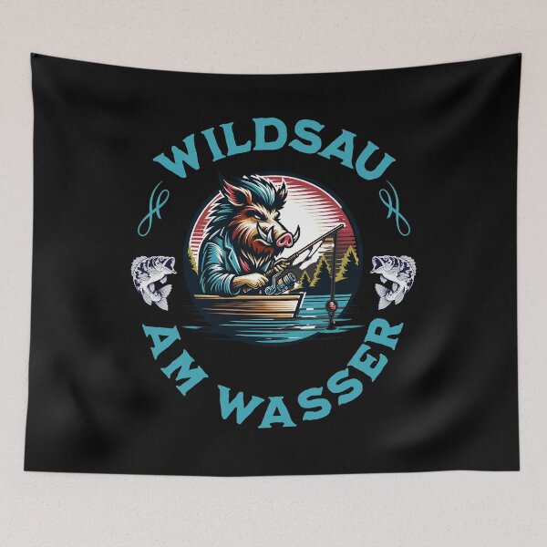Artikelvorschau, Wildsau am Wasser lustiges Angler Design entworfen und verkauft von ReneMM.