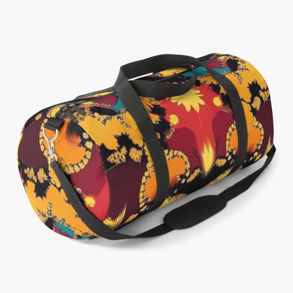 Item preview, Fiery Autumn Fractal Mandala with Crimson Petals and Teal Highlights designed and sold by Harmonic_Layers.