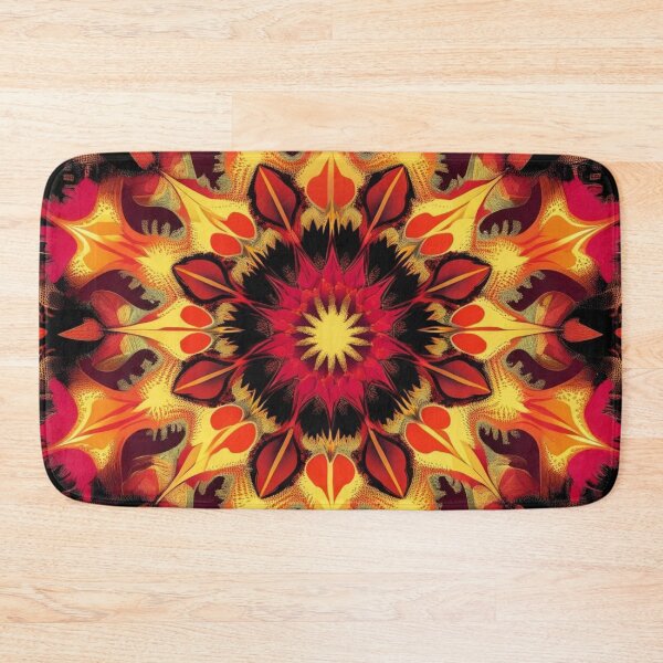 Item preview, Bold Autumn Fractal Mandala with Fiery Petals and Teal Accents designed and sold by Harmonic_Layers.