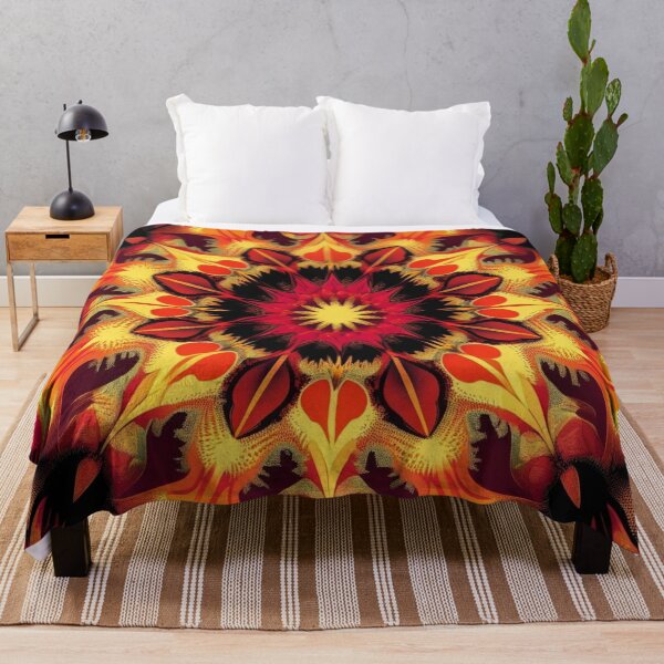 Item preview, Bold Autumn Fractal Mandala with Fiery Petals and Teal Accents designed and sold by Harmonic_Layers.