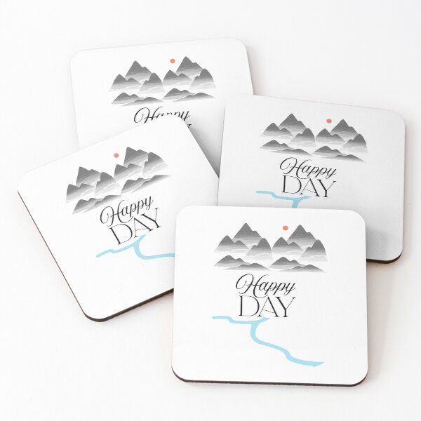 Item preview, Happy DAY – Minimalist Mountain and River Scene designed and sold by okalharbi.