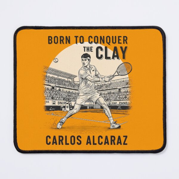 Item preview, Carlos Alcaraz "Born to Conquer the Clay" Vintage Tennis Art Print designed and sold by LETFirstStudio.