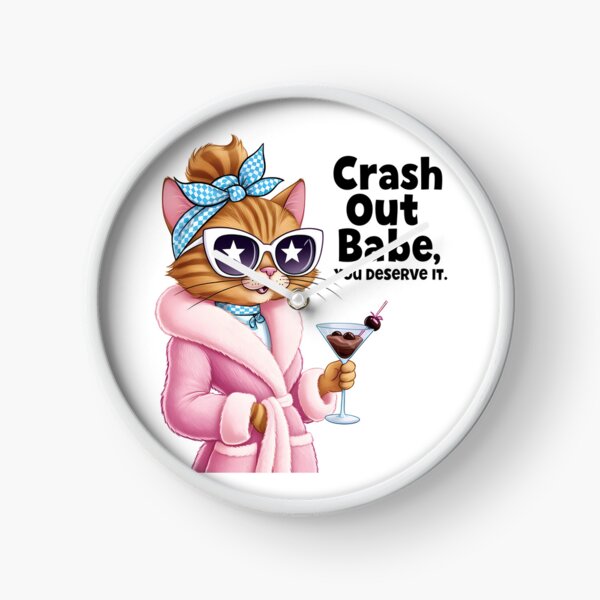 Item preview, Crash Out Babe – Glamorous Cat Relaxation Quote Art designed and sold by Haji  Kamora.