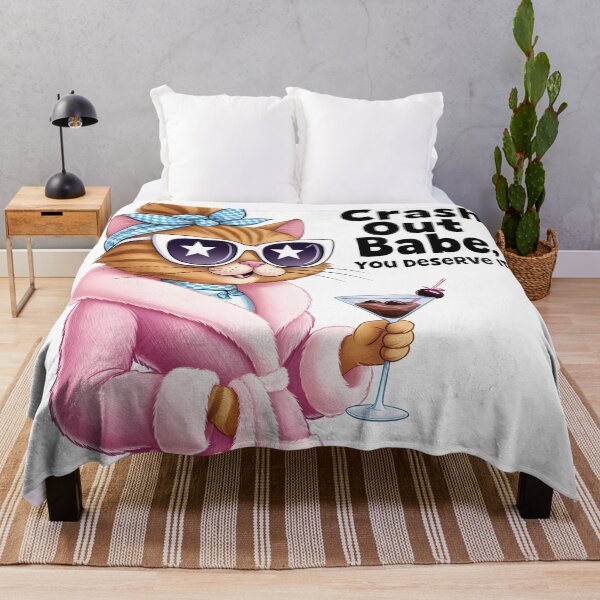 Item preview, Crash Out Babe – Glamorous Cat Relaxation Quote Art designed and sold by Haji Kamora.