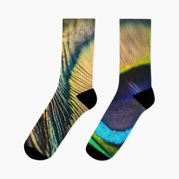 Item preview, Extreme close-up of a peacock feather, with vibrant green and blue colors. designed and sold by anytka.