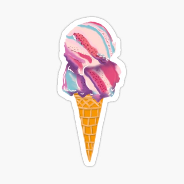 Item preview, Pink and Purple Ice Cream Cone – Whimsical Hand-Drawn Dessert Illustration designed and sold by TheEchoWood.