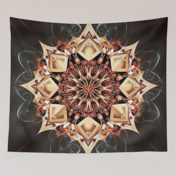 Item preview, Golden Mandala With Ornate Smoky Swirls designed and sold by Harmonic_Layers.