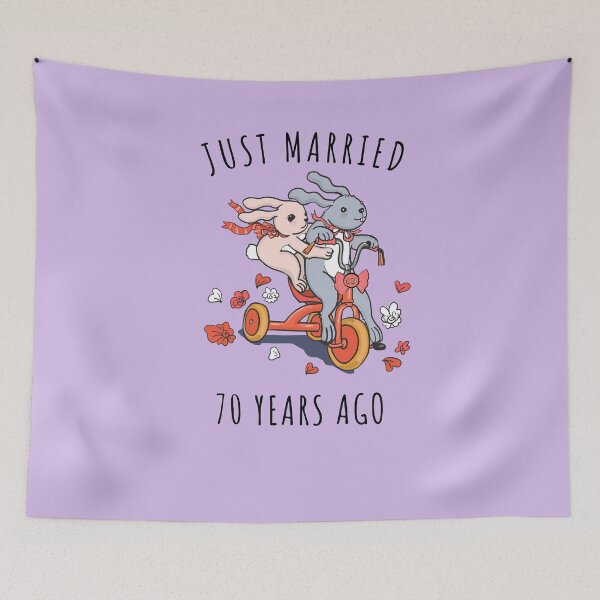 Item preview, Just Married 70 Years Ago - 70th Anniversary Couple Bunnies Tee, Phone Cases And Other Gifts designed and sold by MemWear.