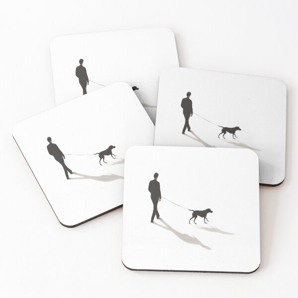 Item preview, Man Walking Dog with Shadow – Minimalist Silhouette Art designed and sold by Toucan Designs.