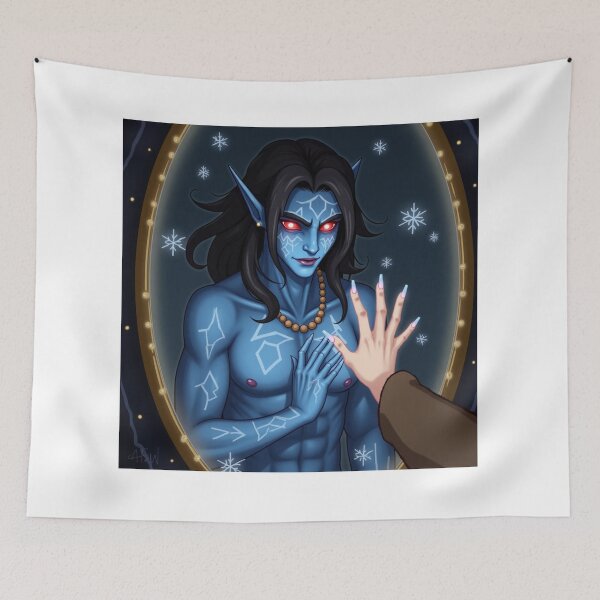 Item preview, Monster Sticker – Ice Mirror Demon Fantasy Love Across Realms designed and sold by ArtbyDalliesAI.