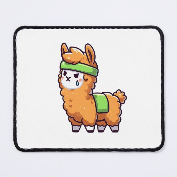 Item preview, Cartoon Llama Looking Exhausted in Green Sweatband designed and sold by Confuzz1ed.