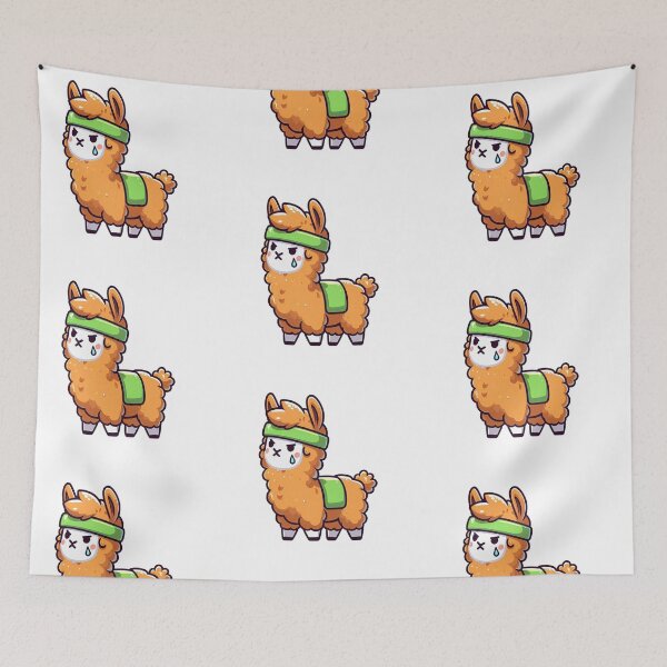 Item preview, Cartoon Llama Looking Exhausted in Green Sweatband designed and sold by Confuzz1ed.