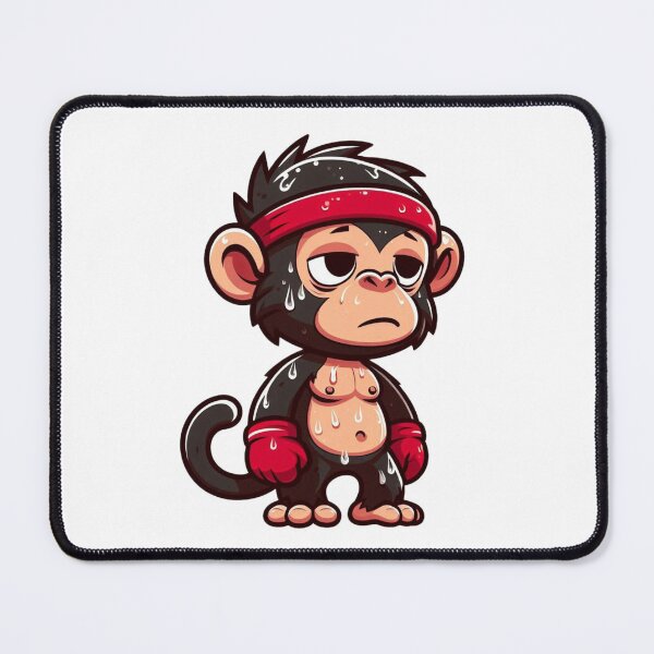 Item preview, Exhausted Cartoon Chimpanzee in Red Sweatband designed and sold by Confuzz1ed.