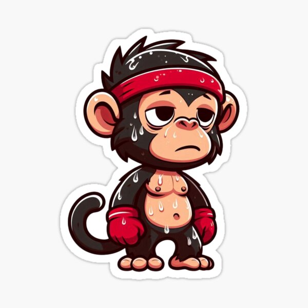 Item preview, Exhausted Cartoon Chimpanzee in Red Sweatband designed and sold by Confuzz1ed.