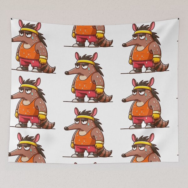 Item preview, Exhausted Cartoon Aardvark After Workout in Sweatband designed and sold by Confuzz1ed.