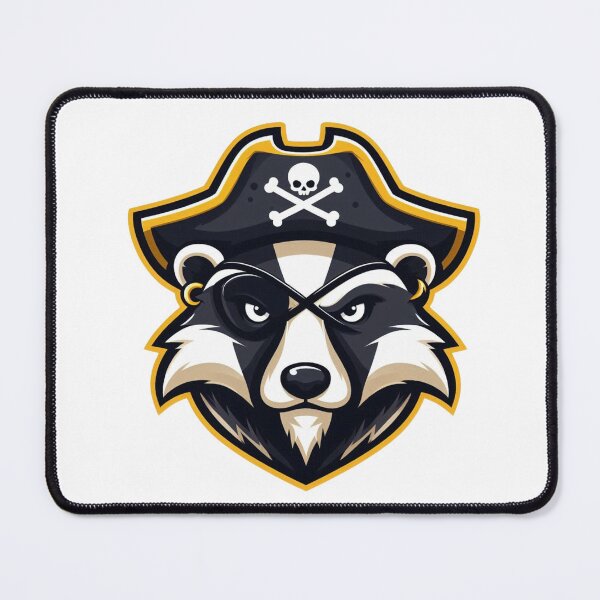 Item preview, Cartoon Badger Pirate with Scowl and Gold Eye Patch – Fierce Forest Raider designed and sold by Confuzz1ed.