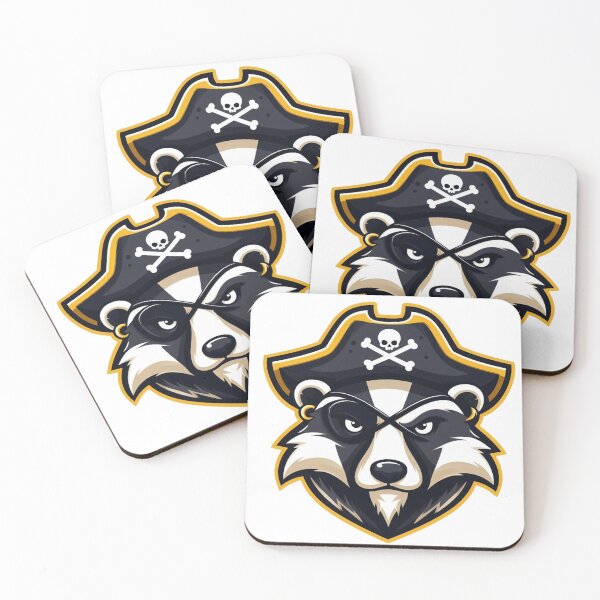 Item preview, Cartoon Badger Pirate with Scowl and Gold Eye Patch – Fierce Forest Raider designed and sold by Confuzz1ed.