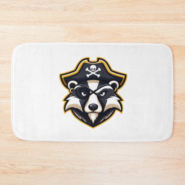 Item preview, Cartoon Badger Pirate with Scowl and Gold Eye Patch – Fierce Forest Raider designed and sold by Confuzz1ed.