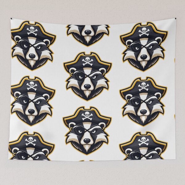 Item preview, Cartoon Badger Pirate with Scowl and Gold Eye Patch – Fierce Forest Raider designed and sold by Confuzz1ed.