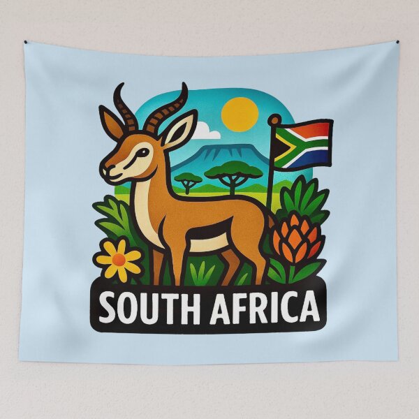 Item preview, South Africa - Springbok Antelope & Table Mountain designed and sold by Myra365Art.