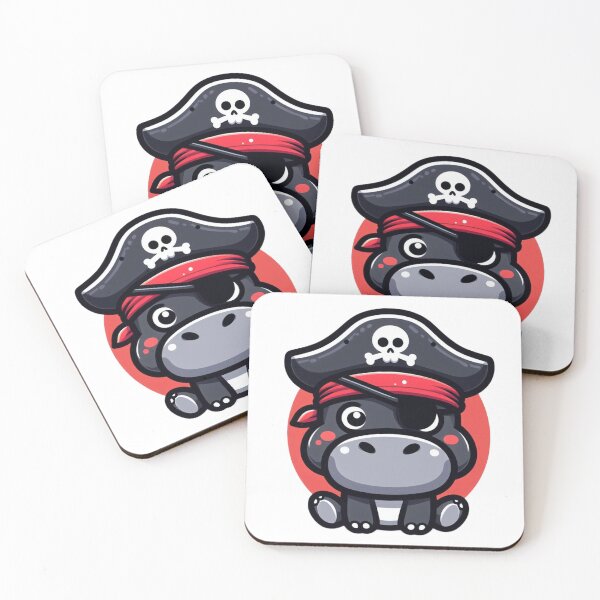 Item preview, Funny Cartoon Hippo Pirate with Bandana and Eye Patch – Bold Animal Art designed and sold by Confuzz1ed.