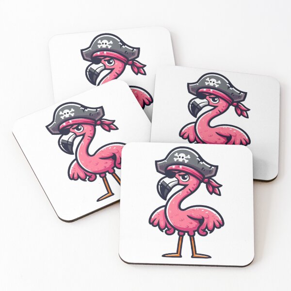 Item preview, Cartoon Flamingo Pirate with Eye Patch – Tall Tropical Buccaneer Bird designed and sold by Confuzz1ed.