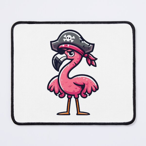 Item preview, Cartoon Flamingo Pirate with Eye Patch – Tall Tropical Buccaneer Bird designed and sold by Confuzz1ed.