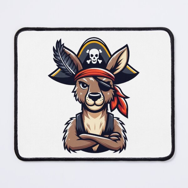 Item preview, Confident Cartoon Kangaroo Pirate – Feather Hat and Eye Patch Design designed and sold by Confuzz1ed.