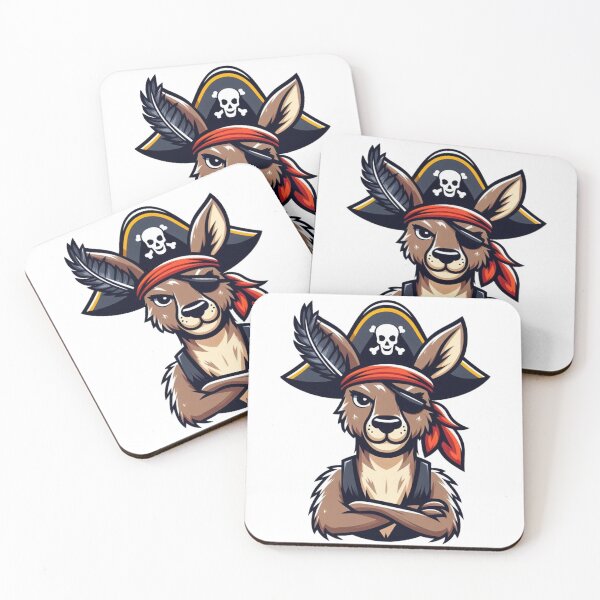 Item preview, Confident Cartoon Kangaroo Pirate – Feather Hat and Eye Patch Design designed and sold by Confuzz1ed.