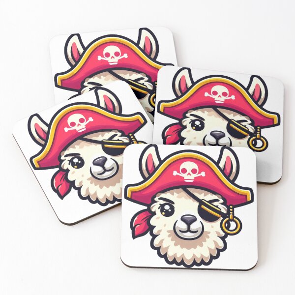Item preview, Funny Cartoon Llama Dressed as a Pirate – Red Hat and Eye Patch Design designed and sold by Confuzz1ed.