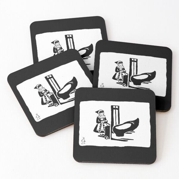 Item preview, Danish folk costume wooden clog forklift illustration WHITE designed and sold by Konservatormemes.