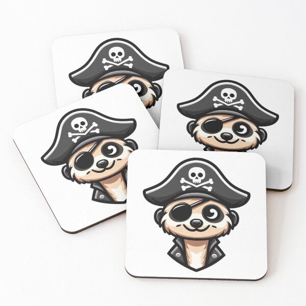 Item preview, Cartoon Meerkat Pirate with Skull Hat and Eye Patch – Cute Animal Buccaneer designed and sold by Confuzz1ed.