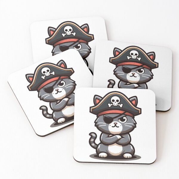 Item preview, Smug Cartoon Cat Pirate with Eye Patch and Hat designed and sold by Confuzz1ed.