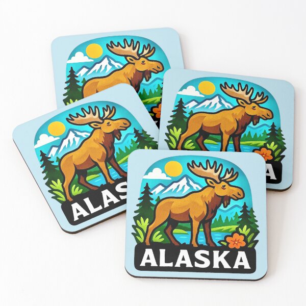 Item preview, Alaska USA - Moose, Pines & Northern Sky designed and sold by Myra365Art.