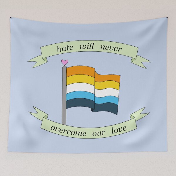 Item preview, "hate will never overcome our love" aroace pride flag  designed and sold by frankiesmonster.