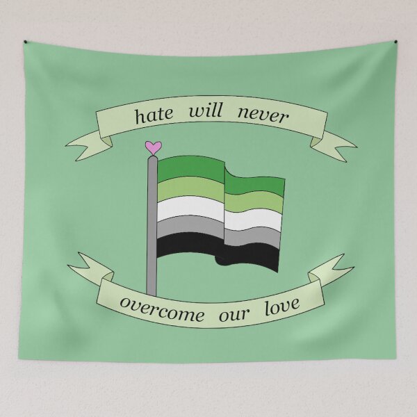 Item preview, "hate will never overcome our love" aromantic pride flag  designed and sold by frankiesmonster.