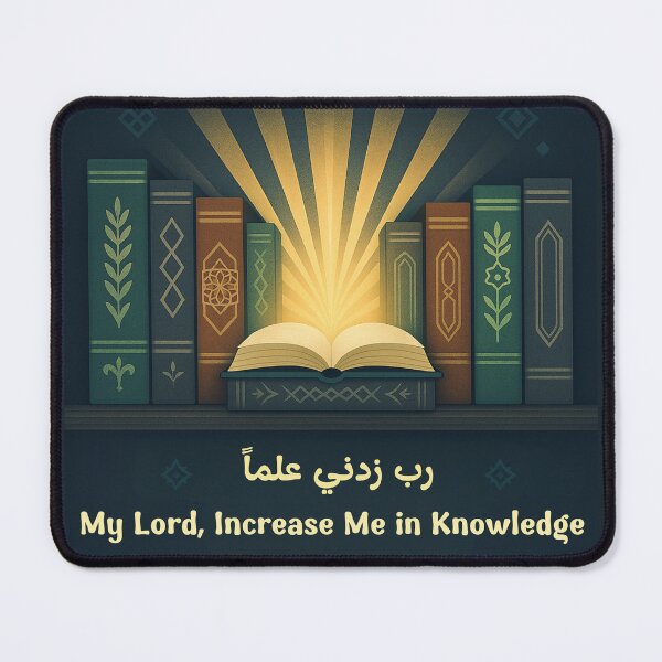 Item preview, Increase Me in Knowledge (رَبِّ زِدْنِي عِلْمًا) – Islamic Quote with Books Illustration designed and sold by D-Islamic.