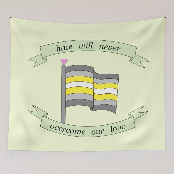 Item preview, "hate will never overcome our love" demigender pride flag  designed and sold by frankiesmonster.