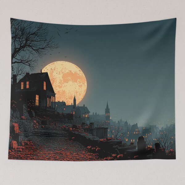 Item preview, Full Moon Rising Over Gothic Town designed and sold by Tanita Platina.