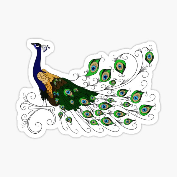 Peacock Lover Gift Illustration Abstract Art Gift for Her Sticker