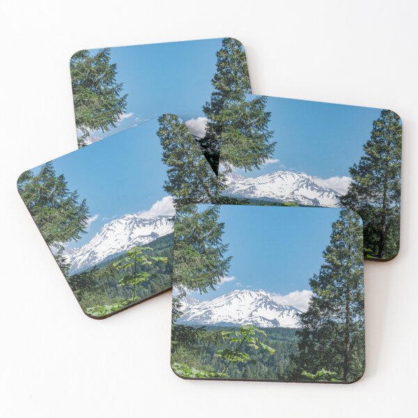 Item preview, Mount Shasta framed by trees and covered in snow designed and sold by lisavonbiela.