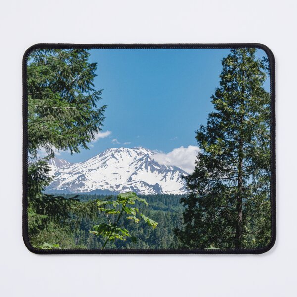 Item preview, Mount Shasta framed by trees and covered in snow designed and sold by lisavonbiela.