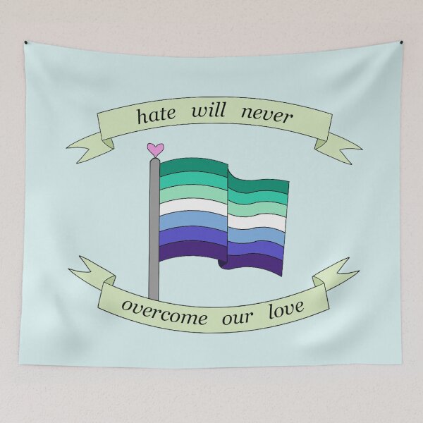 Item preview, "hate will never overcome our love" gay man pride flag  designed and sold by frankiesmonster.