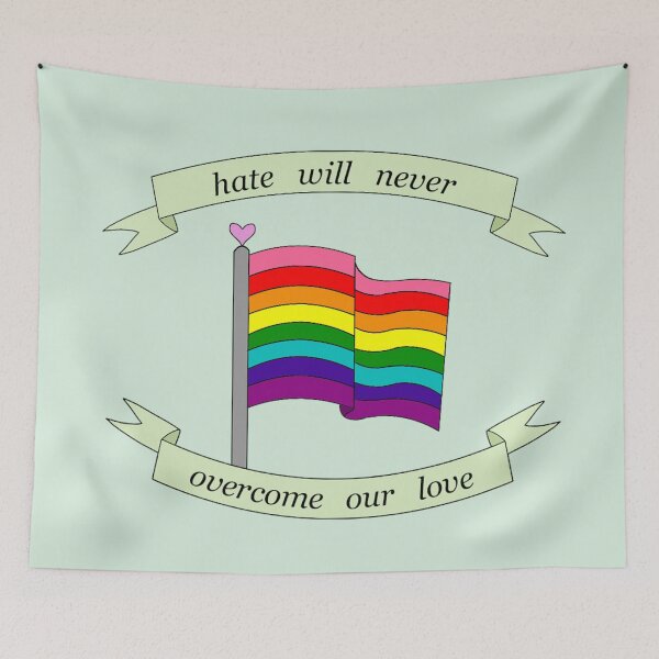 Item preview, "hate will never overcome our love" Gilbert Baker original pride flag  designed and sold by frankiesmonster.