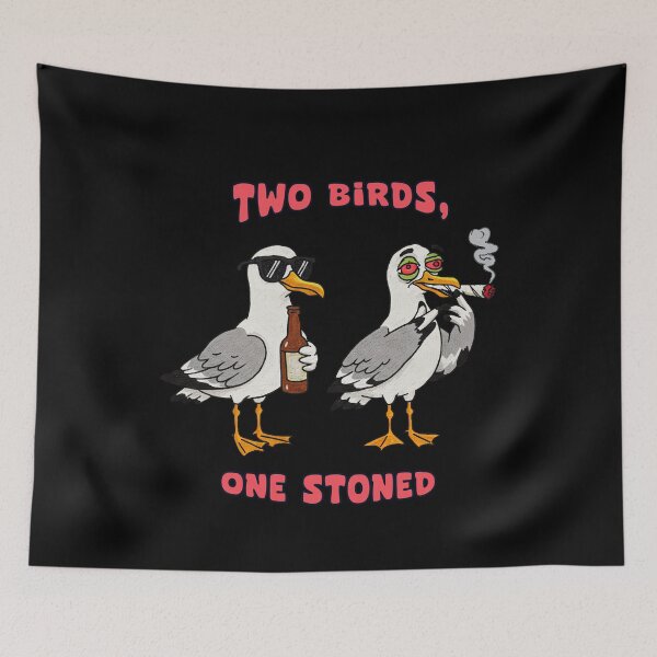 Item preview, Two Birds One Stoned Funny Seagulls designed and sold by TeeARTHY.