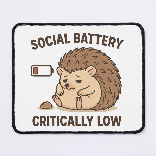 Item preview, Social Battery Critically Low – Cute Tired Hedgehog Sticker for Quiet Days designed and sold by Animal Puns.