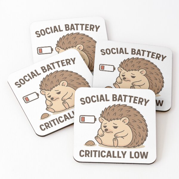 Item preview, Social Battery Critically Low – Cute Tired Hedgehog Sticker for Quiet Days designed and sold by Animal Puns.
